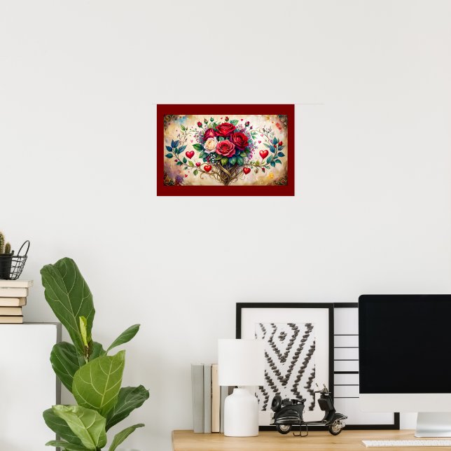 Rosor och Hjärtan Poster (Hemmakontoret)
