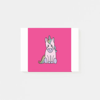 Rosor och regnbåge för Kawaii unicorn magical Post-it Block