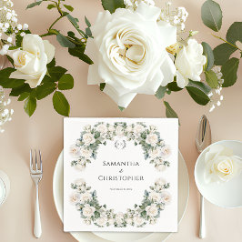 Rosor och Romantik Blommig Bröllop Pappersservett
