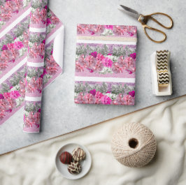 Rosor och rosa falskt glitterinslagspapper presentpapper