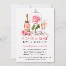 Rosor och Rosé Inbjudan Elegant Champagne Trädgård