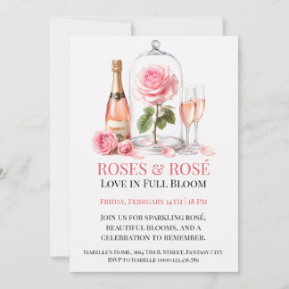 Rosor och Rosé Inbjudan Elegant Champagne Trädgård