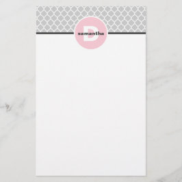 Rosor och silverQuatrefoil Monogram Brevpapper
