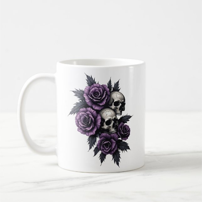 Rosor och skelett kaffemugg (Vänster)