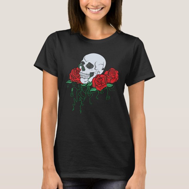 Rosor och Skull T Shirt (Framsida)