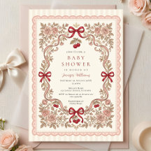 Rosor och slingor Baby Shower-inbjudan