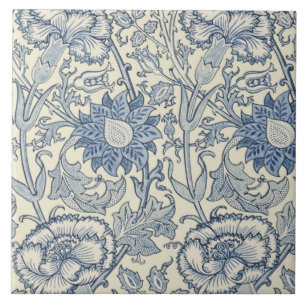 Rosor och steg vid William Morris 1890 Kakelplatta