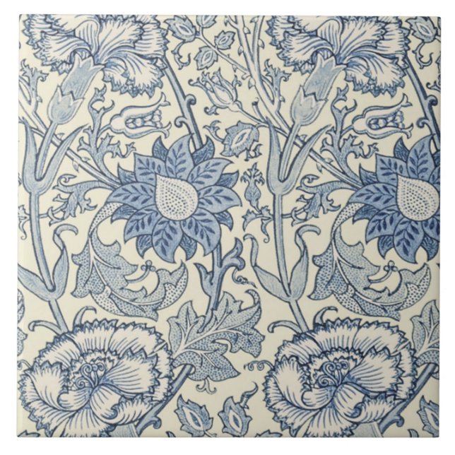 Rosor och steg vid William Morris 1890 Kakelplatta (Framsidan)