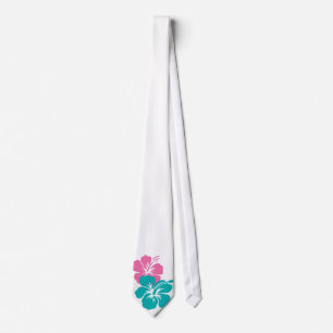 Rosor och turkoshibiskusblommor slips
