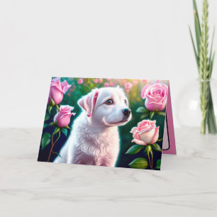 Rosor Och Vacker Hund Kollektion Kort