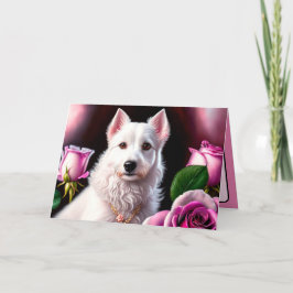 Rosor Och Vit Hund Kollektion Kort