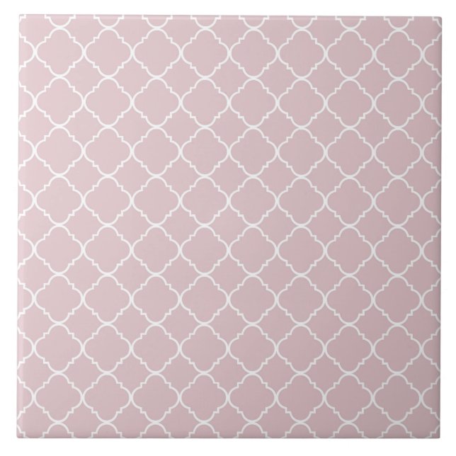 rosor och vit Quatrefoil Kakelplatta (Framsidan)