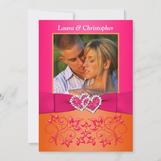 Rosor orange blom- gådd med hjärtaFOTOinbjudan Inbjudningar (Framsida)