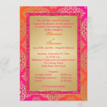 Rosor orange, guld- inbjudan för