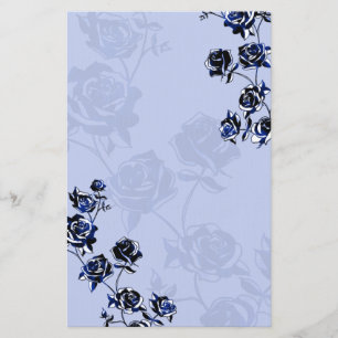 Rosor över Blek Blue Brevpapper