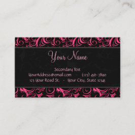 Rosor på svart blom- testar, randar med monogramen visitkort