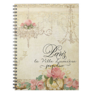 Rosor Paris Chandelier Elegant Script Namn Anteckningsbok