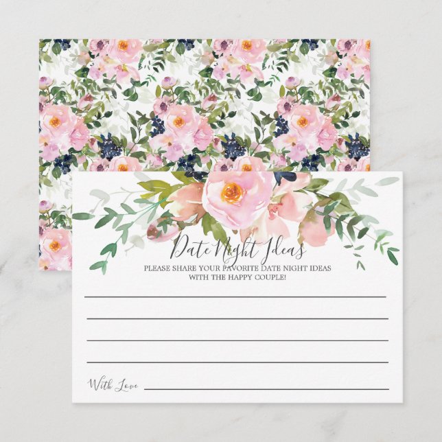  Rosor & Peonies Datum Nattjidkort Inbjudningar (Fram/baksida)