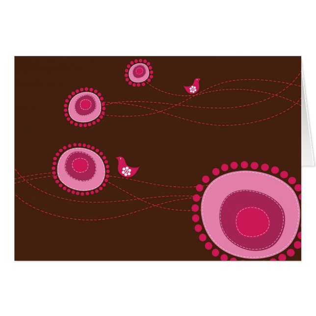 Rosor pruckit blomma- och lyckligfågelkort hälsningskort (Framsidan Horizontal)