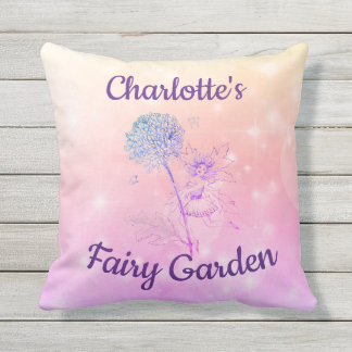 Rosor/purpurfärgad sparkly trädgård för kudde