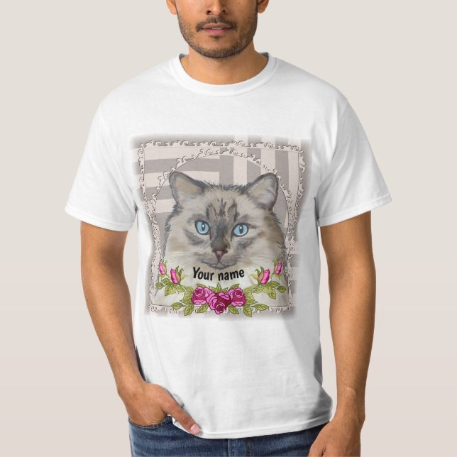 Rosor Ragdoll Katt T-Shirt  (Framsida)