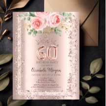 Rosor, Ramkrona i roséguld glitter 60-årsdag