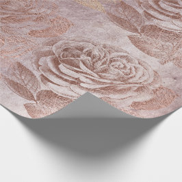 Rosor Ro Guld Pastel Metallic Blommigt Fintvätt Presentpapper