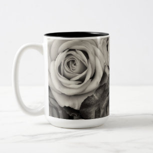 Rosor Romantisk svart och vit blomfoto Två-Tonad Mugg