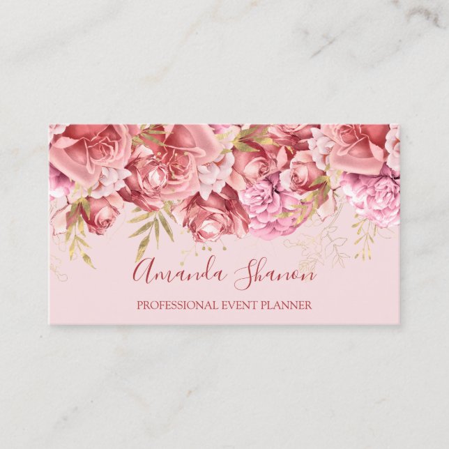 Rosor Rosa Flower Ro Event Planner QR CODE Visitkort (Framsida)