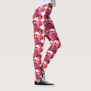 Rosor, Rosa Röd Ros Logotyp, Dam Leggings