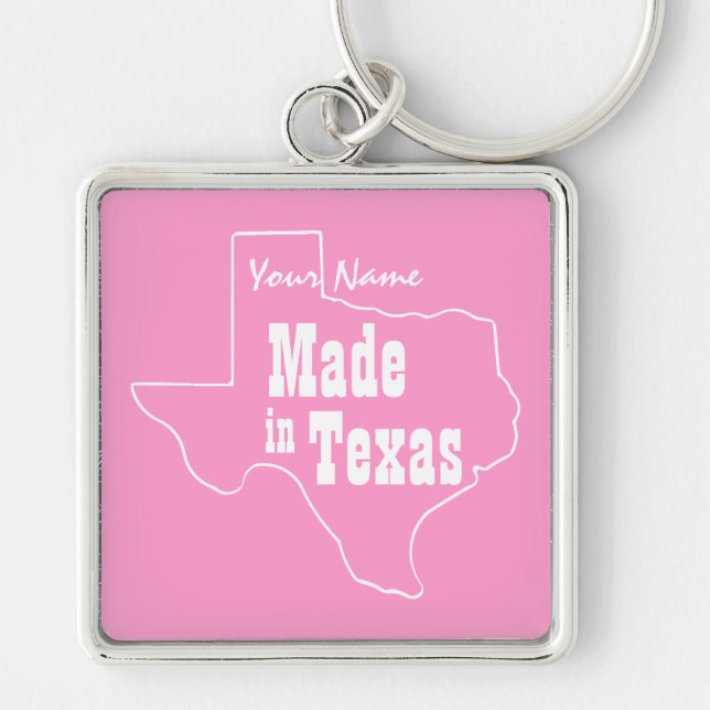 Rosor som göras i Texas Keychain Fyrkantig Silverfärgad Nyckelring (Framsidan)