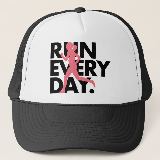 Rosor/svart "springa varje dag ", truckerkeps (Framsida)