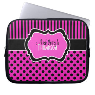 Rosor svarten, vit, Polka pricker randlaptop Laptop Fodral