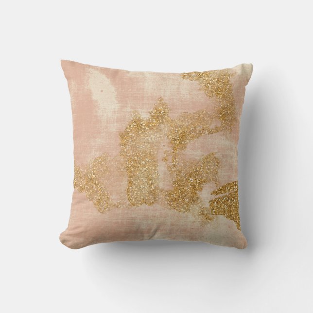 *~*rosor texturerade guld- glitter bedrövat guld- kudde (Framsida)