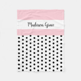 rosor/vit för svart-/vitpolka dotsw; personlig fleecefilt