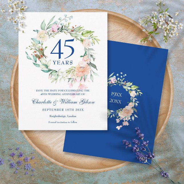 Rosornas Krans 45-års 65-års årsdag Spara datumet Vykort (Roses Garland 45th 65th Anniversary Save the Date Postcard)