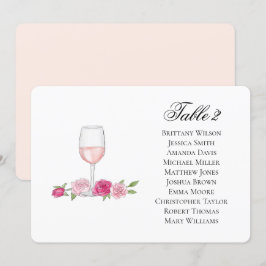 Rosornas sittplan. Vinglas. Blommig bröllop Inbjudningar