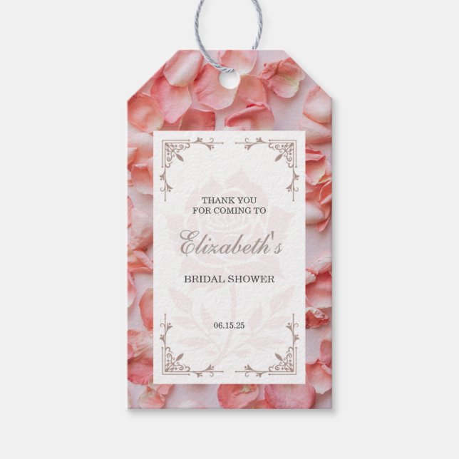 Rospetal Bröllopsdusch Presentkort Tag Presentetikett (Framsidan)