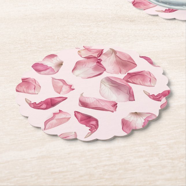 Rospetalermönster Petals and Prosecco Bridal Underlägg Papper (Vinklad)