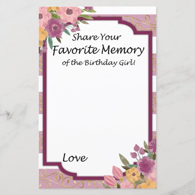 Rosrandig favoritminne av födelsedagsflickan (Framsida)