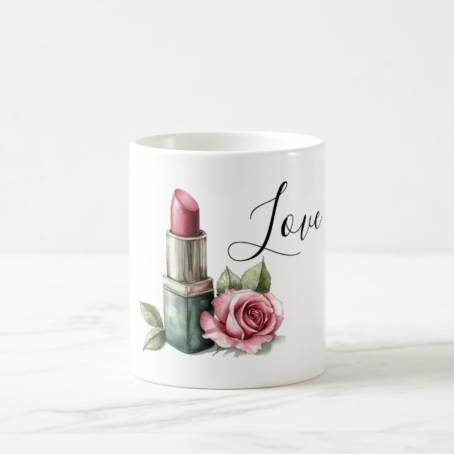 Rosröd Läppstift Blomma Kaffemugg (Center)