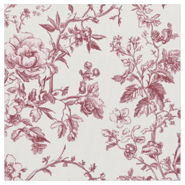 Rosrosa blommig toile-mönster tyg (Närbild)