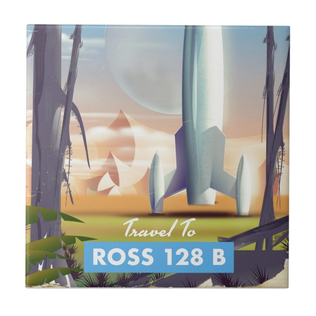 Ross 128 B Science fiction-affisch Kakelplatta (Framsidan)