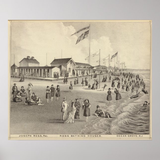 Ross Bathing Houses, Ocean Grove, NJ Poster (Framsidan)