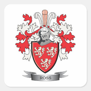 Ross Family Crest Jackar om Arm Fyrkantigt Klistermärke