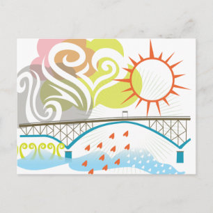 Ross Island Bridge Portland Postcard Vykort