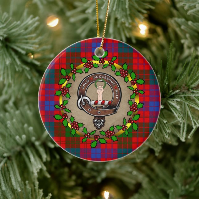 Ross Klan Badge & Tartan Personlig jul Julgransprydnad Keramik (Träd)