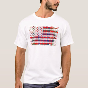 Ross Surname American Flagga Scottish Klan Tartan T Shirt
