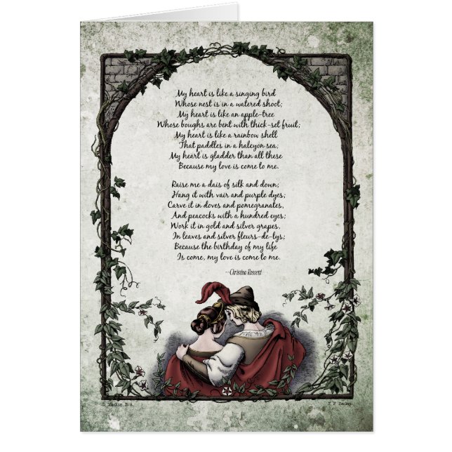 Rossetti "Kärlek" Victorian Art Card Hälsningskort (Framsidan)