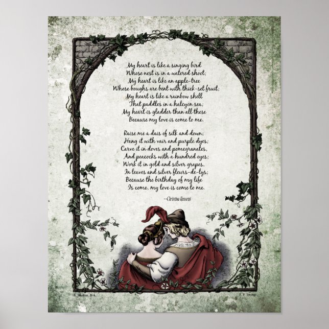 Rossetti "Kärlek" Victorian Art Dikt 11x14 Poster (Framsidan)